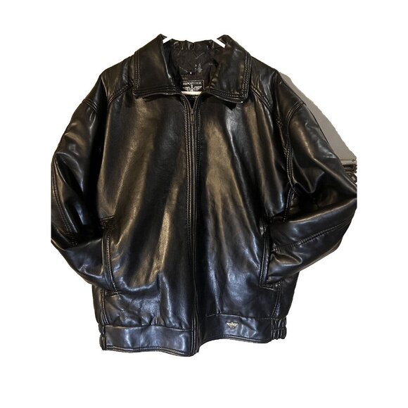 R.G.A. Mens Black Leather Jacket Size XL With Zip Closure & Polyester Lining - Picture 1 of 6